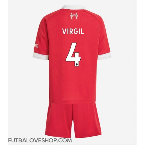 Dres Liverpool Virgil van Dijk #4 Domáci pre deti 2025-26 Krátky Rukáv (+ trenírky)